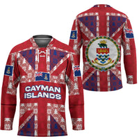 Cayman Islands Christmas Hockey Jersey Xmas Pattern and Coat of Arms - Wonder Print Shop
