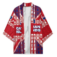 Cayman Islands Christmas Kimono Xmas Pattern and Coat of Arms - Wonder Print Shop