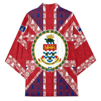 Cayman Islands Christmas Kimono Xmas Pattern and Coat of Arms - Wonder Print Shop