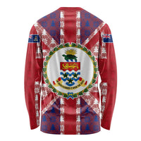 Cayman Islands Christmas Long Sleeve Shirt Xmas Pattern and Coat of Arms - Wonder Print Shop