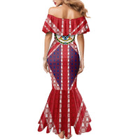 Cayman Islands Christmas Mermaid Dress Xmas Pattern and Coat of Arms - Wonder Print Shop