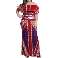 Cayman Islands Christmas Off Shoulder Maxi Dress Xmas Pattern and Coat of Arms - Wonder Print Shop