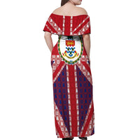 Cayman Islands Christmas Off Shoulder Maxi Dress Xmas Pattern and Coat of Arms - Wonder Print Shop