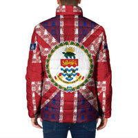 Cayman Islands Christmas Padded Jacket Xmas Pattern and Coat of Arms - Wonder Print Shop