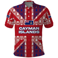 Cayman Islands Christmas Polo Shirt Xmas Pattern and Coat of Arms - Wonder Print Shop