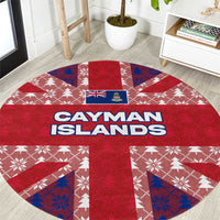 Cayman Islands Christmas Round Carpet Xmas Pattern and Coat of Arms - Wonder Print Shop