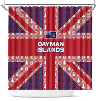 Cayman Islands Christmas Shower Curtain Xmas Pattern and Coat of Arms - Wonder Print Shop