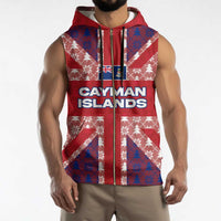 Cayman Islands Christmas Sleeveless Zip Hoodie Xmas Pattern and Coat of Arms - Wonder Print Shop