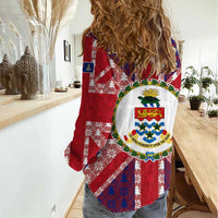 Cayman Islands Christmas Women Casual Shirt Xmas Pattern and Coat of Arms - Wonder Print Shop