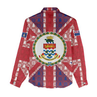 Cayman Islands Christmas Women Casual Shirt Xmas Pattern and Coat of Arms - Wonder Print Shop