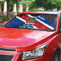 Cayman Islands Xmas Auto Sun Shade Christmas Plaid Turtle and Coat of Arms Red Green Blue - Wonder Print Shop