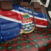 Cayman Islands Xmas Back Car Seat Cover Christmas Plaid Turtle and Coat of Arms Red Green Blue - Wonder Print Shop