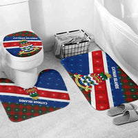 Cayman Islands Xmas Bathroom Set Christmas Plaid Turtle and Coat of Arms Red Green Blue - Wonder Print Shop