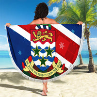 Cayman Islands Xmas Beach Blanket Christmas Plaid Turtle and Coat of Arms Red Green Blue - Wonder Print Shop