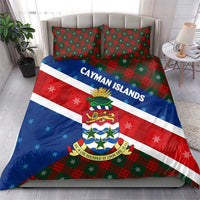 Cayman Islands Xmas Bedding Set Christmas Plaid Turtle and Coat of Arms Red Green Blue - Wonder Print Shop