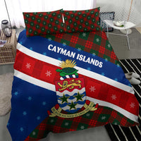 Cayman Islands Xmas Bedding Set Christmas Plaid Turtle and Coat of Arms Red Green Blue - Wonder Print Shop