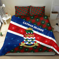 Cayman Islands Xmas Bedding Set Christmas Plaid Turtle and Coat of Arms Red Green Blue - Wonder Print Shop