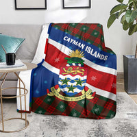 Cayman Islands Xmas Blanket Christmas Plaid Turtle and Coat of Arms Red Green Blue - Wonder Print Shop
