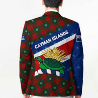 Cayman Islands Xmas Blazer Christmas Plaid Turtle and Coat of Arms Red Green Blue - Wonder Print Shop