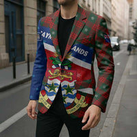 Cayman Islands Xmas Blazer Christmas Plaid Turtle and Coat of Arms Red Green Blue - Wonder Print Shop
