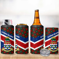 Cayman Islands Xmas 4 in 1 Can Cooler Tumbler Christmas Plaid Turtle and Coat of Arms Red Green Blue - Wonder Print Shop