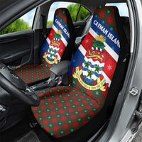 Cayman Islands Xmas Car Seat Cover Christmas Plaid Turtle and Coat of Arms Red Green Blue - Wonder Print Shop