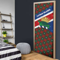 Cayman Islands Xmas Door Cover Christmas Plaid Turtle and Coat of Arms Red Green Blue - Wonder Print Shop
