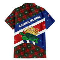 Cayman Islands Xmas Family Matching Mermaid Dress and Hawaiian Shirt Christmas Plaid Turtle and Coat of Arms Red Green Blue - Wonder Print Shop
