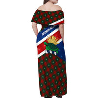 Cayman Islands Xmas Family Matching Off Shoulder Maxi Dress and Hawaiian Shirt Christmas Plaid Turtle and Coat of Arms Red Green Blue - Wonder Print Shop