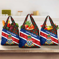 Cayman Islands Xmas Grocery Bag Christmas Plaid Turtle and Coat of Arms Red Green Blue - Wonder Print Shop