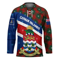 Cayman Islands Xmas Hockey Jersey Christmas Plaid Turtle and Coat of Arms Red Green Blue - Wonder Print Shop