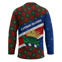 Cayman Islands Xmas Hockey Jersey Christmas Plaid Turtle and Coat of Arms Red Green Blue - Wonder Print Shop