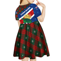 Cayman Islands Xmas Kid Short Sleeve Dress Christmas Plaid Turtle and Coat of Arms Red Green Blue - Wonder Print Shop