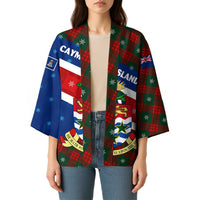 Cayman Islands Xmas Kimono Christmas Plaid Turtle and Coat of Arms Red Green Blue - Wonder Print Shop