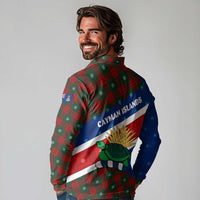 Cayman Islands Xmas Long Sleeve Polo Shirt Christmas Plaid Turtle and Coat of Arms Red Green Blue - Wonder Print Shop