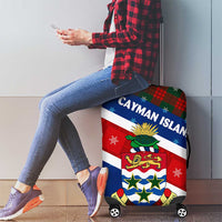 Cayman Islands Xmas Luggage Cover Christmas Plaid Turtle and Coat of Arms Red Green Blue - Wonder Print Shop