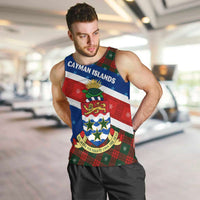 Cayman Islands Xmas Men Tank Top Christmas Plaid Turtle and Coat of Arms Red Green Blue - Wonder Print Shop