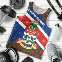Cayman Islands Xmas Men Tank Top Christmas Plaid Turtle and Coat of Arms Red Green Blue - Wonder Print Shop