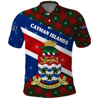 Cayman Islands Xmas Polo Shirt Christmas Plaid Turtle and Coat of Arms Red Green Blue - Wonder Print Shop