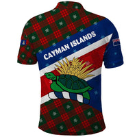 Cayman Islands Xmas Polo Shirt Christmas Plaid Turtle and Coat of Arms Red Green Blue - Wonder Print Shop