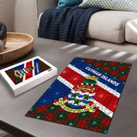 Cayman Islands Xmas Puzzle Christmas Plaid Turtle and Coat of Arms Red Green Blue - Wonder Print Shop