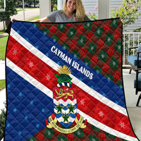 Cayman Islands Xmas Quilt Christmas Plaid Turtle and Coat of Arms Red Green Blue - Wonder Print Shop