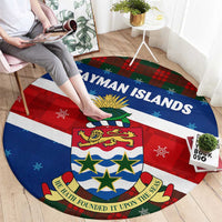 Cayman Islands Xmas Round Carpet Christmas Plaid Turtle and Coat of Arms Red Green Blue - Wonder Print Shop