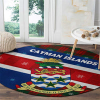 Cayman Islands Xmas Round Carpet Christmas Plaid Turtle and Coat of Arms Red Green Blue - Wonder Print Shop
