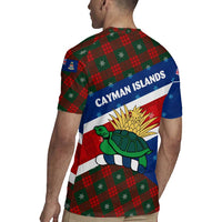 Cayman Islands Xmas Rugby Jersey Christmas Plaid Turtle and Coat of Arms Red Green Blue - Wonder Print Shop
