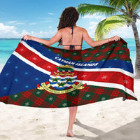 Cayman Islands Xmas Sarong Christmas Plaid Turtle and Coat of Arms Red Green Blue - Wonder Print Shop