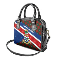 Cayman Islands Xmas Shoulder Handbag Christmas Plaid Turtle and Coat of Arms Red Green Blue - Wonder Print Shop