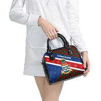Cayman Islands Xmas Shoulder Handbag Christmas Plaid Turtle and Coat of Arms Red Green Blue - Wonder Print Shop