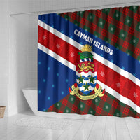Cayman Islands Xmas Shower Curtain Christmas Plaid Turtle and Coat of Arms Red Green Blue - Wonder Print Shop