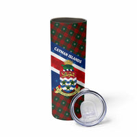 Cayman Islands Xmas Skinny Tumbler Christmas Plaid Turtle and Coat of Arms Red Green Blue - Wonder Print Shop